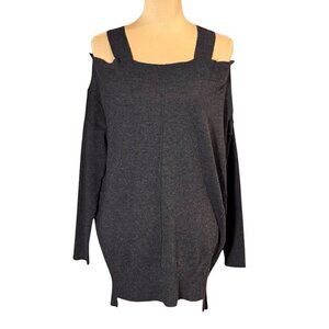 All Saints Sweater Sz.6 Dark Brown Knit Cold Shoulder Grunge Off Shoulder Y2K